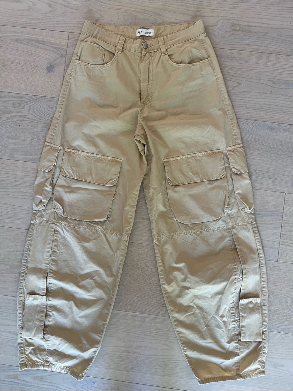 Zara Beige/Tan High-Rise Utility Pants